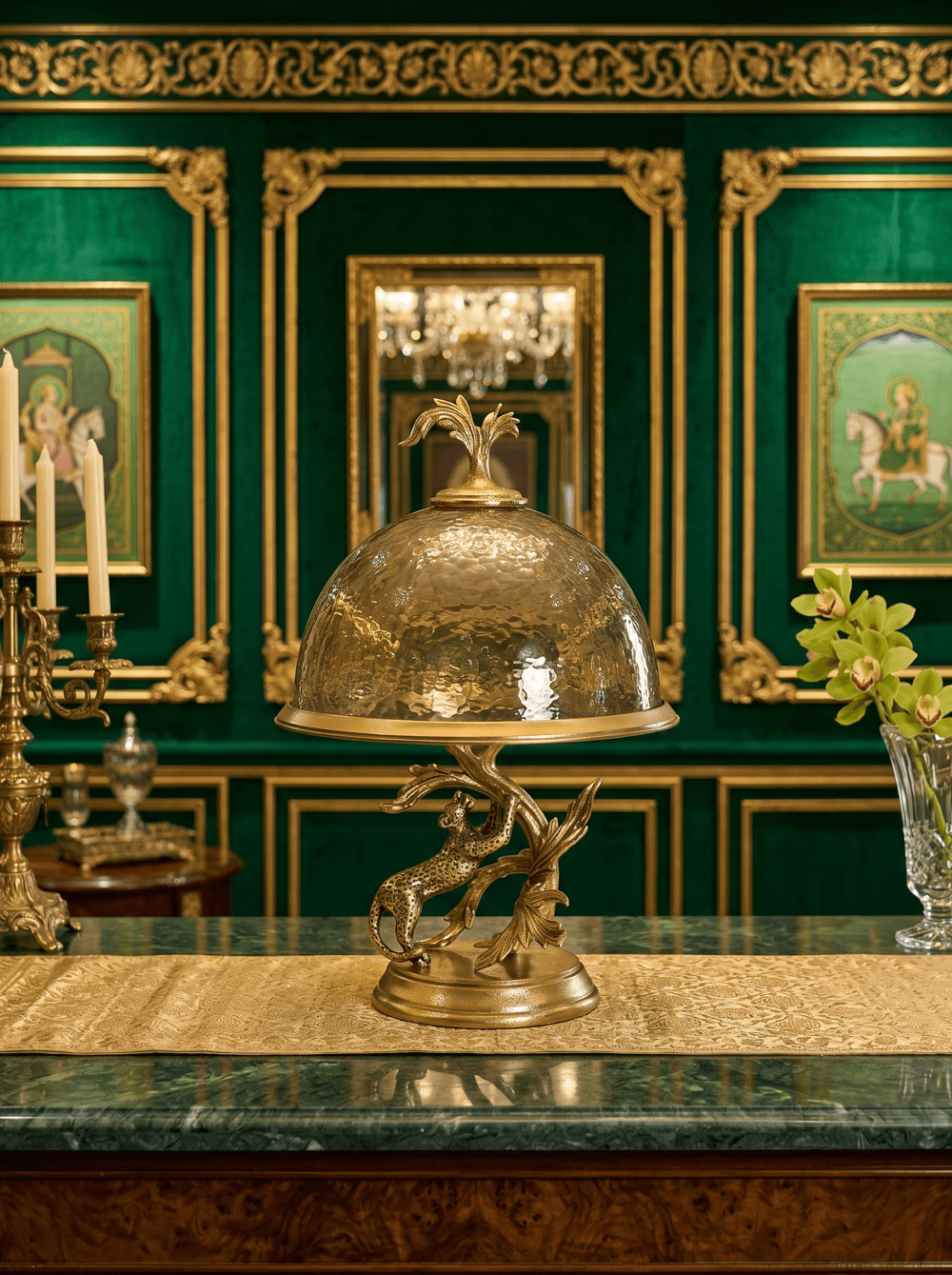 Cake Dome Gold and Brass Finish