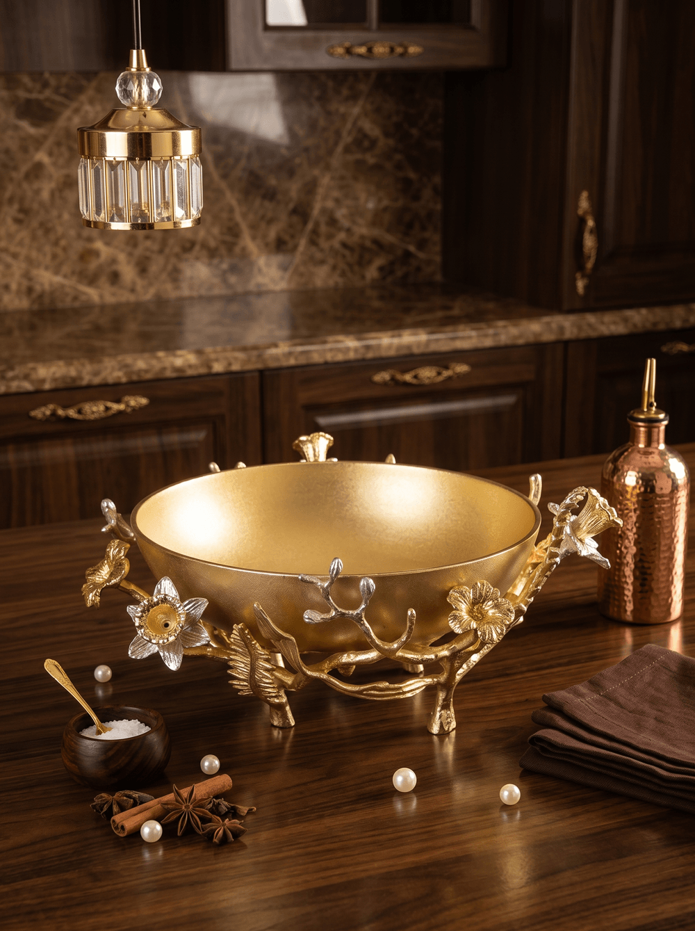 Salad Bowl Sliver Plated and Gold Finished