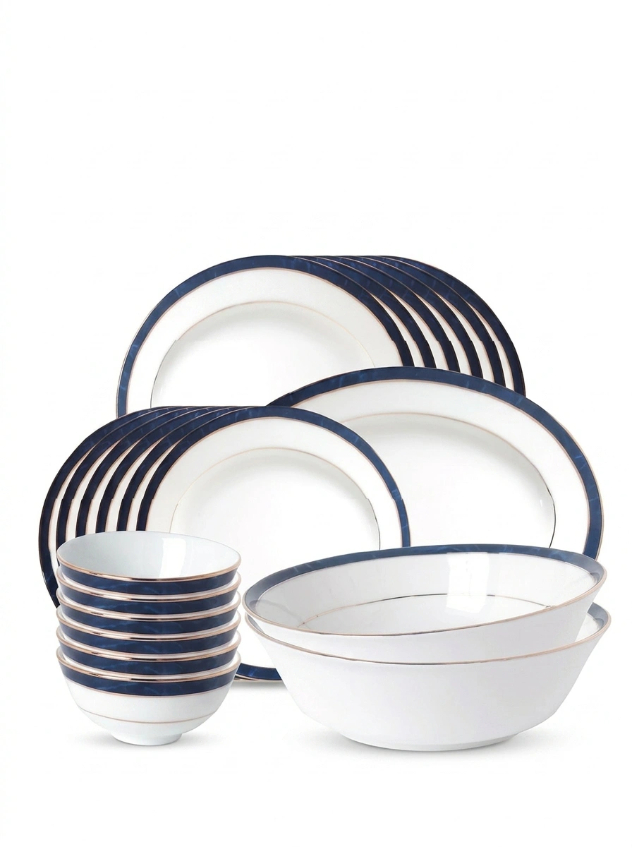 Crestwood Cobalt Platinum Dinner Set 21 Pc